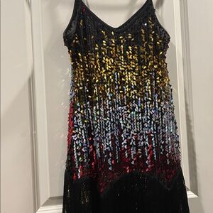 Fun Costumes Black fringe multicolor sparkle bling sequin flapper costume Size M